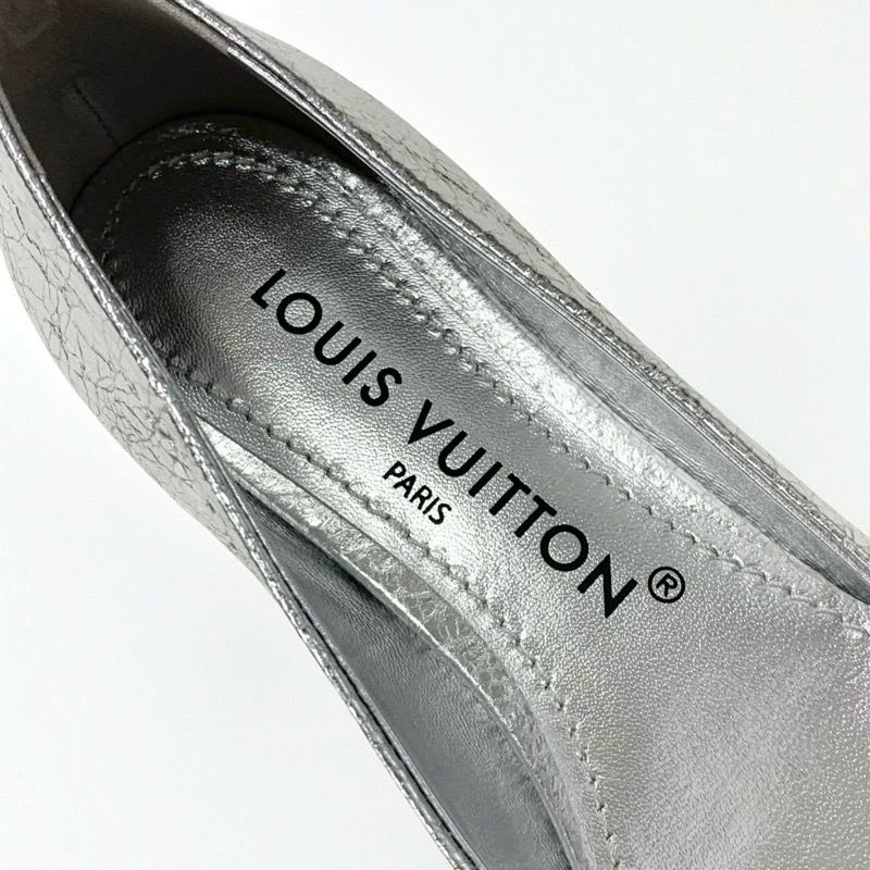 Louis Vuitton Flat Shoes Leather Silver Logo Ballet — view 7