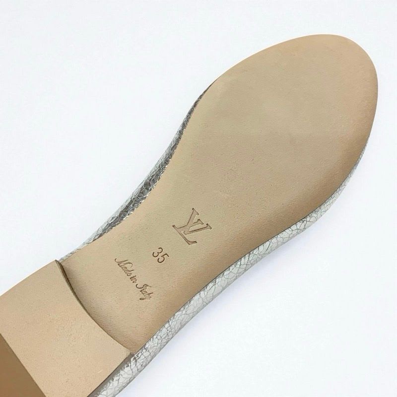 Louis Vuitton Flat Shoes Leather Silver Logo Ballet — view 8