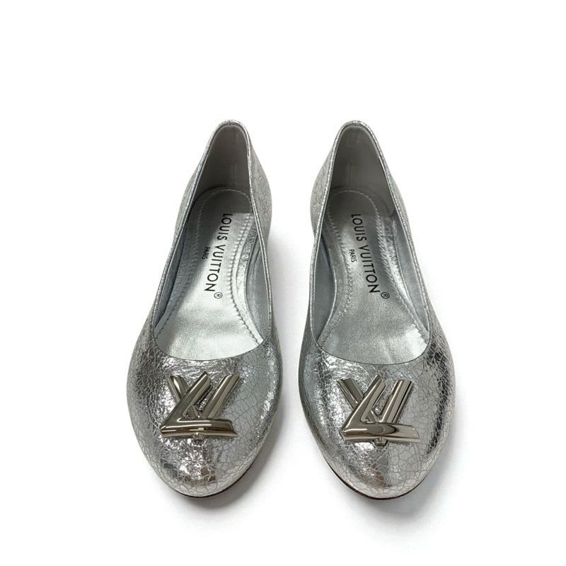 Louis Vuitton Flat Shoes Leather Silver Logo Ballet — view 2