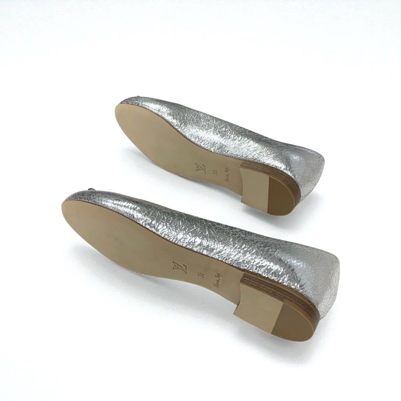 Louis Vuitton Flat Shoes Leather Silver Logo Ballet — view 6