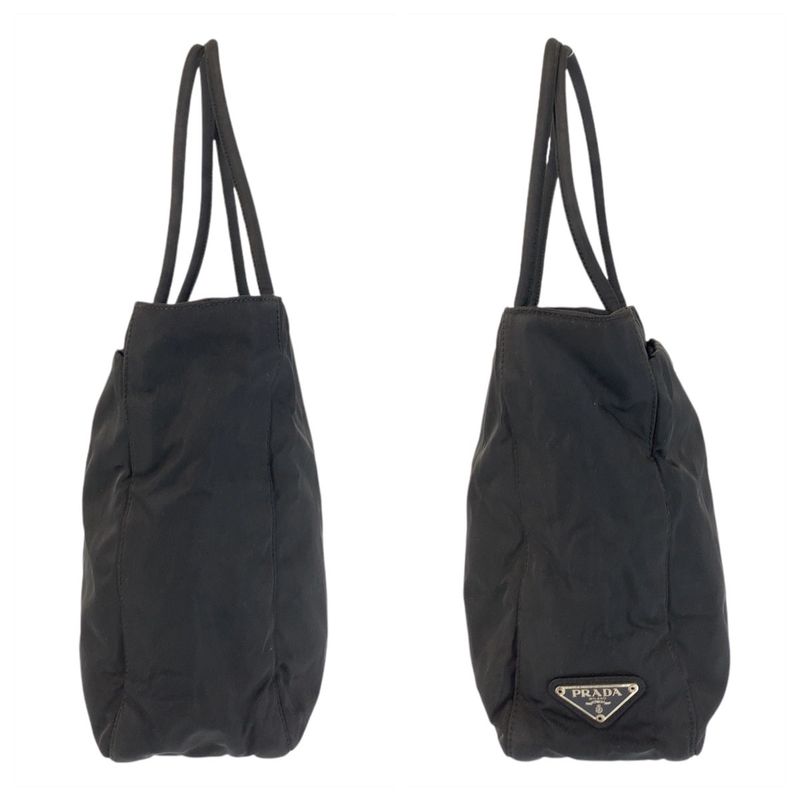 Prada Tessuto Triangle Logo Plate Black Silver Hardware Nylon Tote Bag — view 7