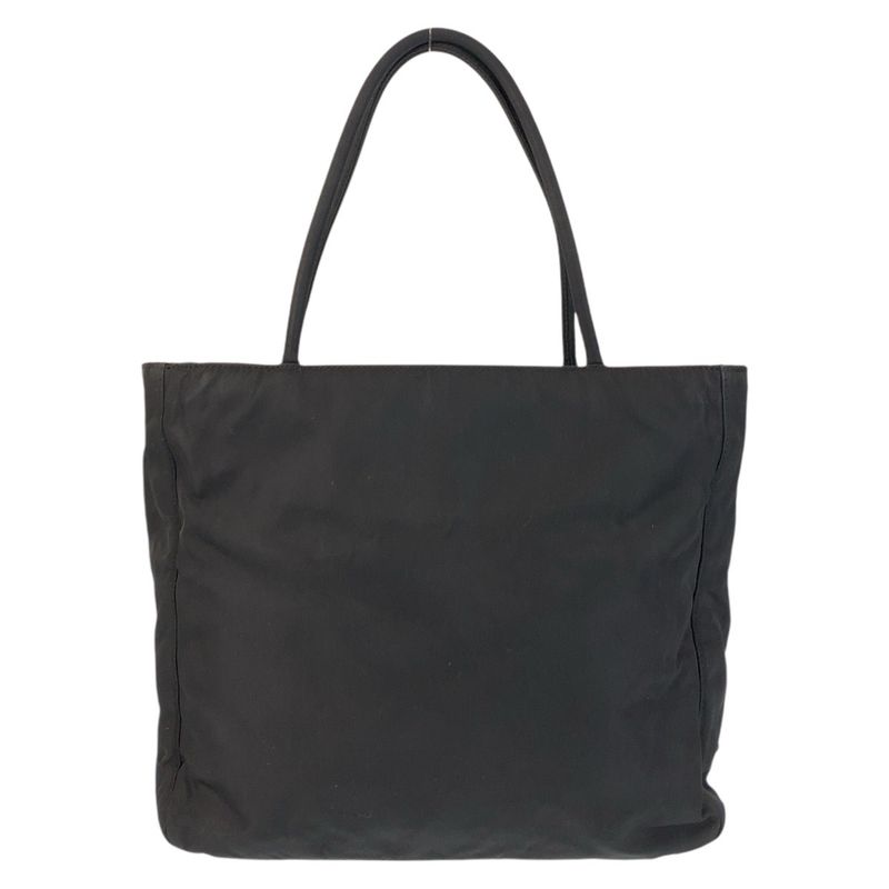 Prada Tessuto Triangle Logo Plate Black Silver Hardware Nylon Tote Bag — view 2