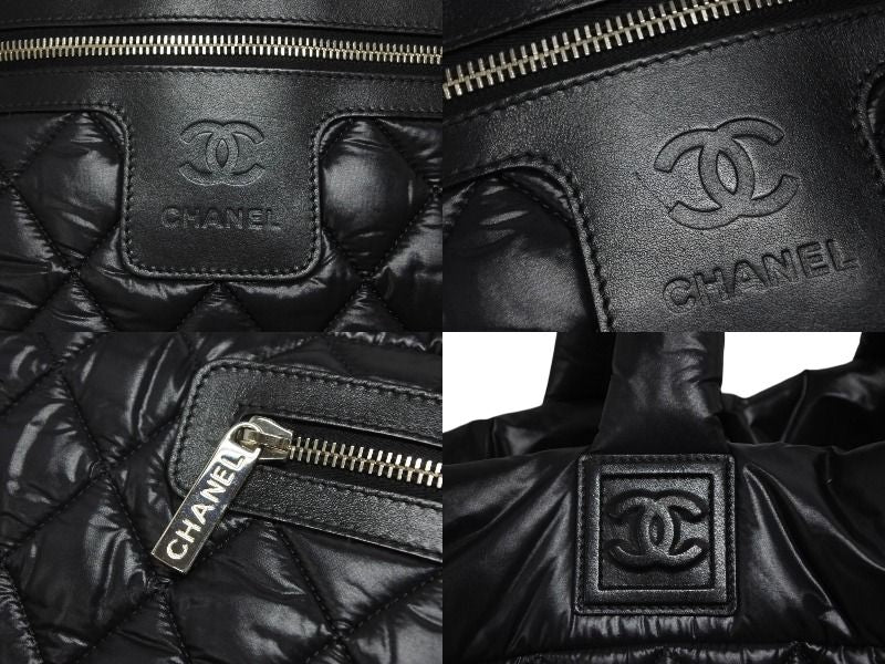 Chanel Coco Cocoon Small Tote Handbag CC Logo Black Silver — view 5