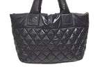 Chanel Coco Cocoon Small Tote Handbag CC Logo Black Silver — view 3