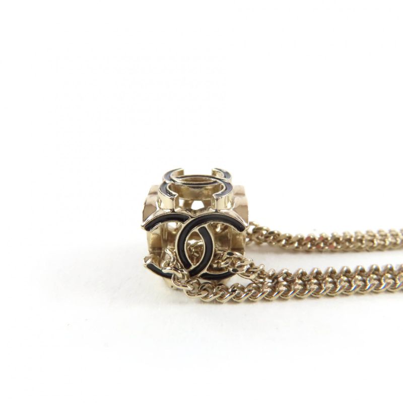 Chanel A22K Coco Mark Cube Necklace Pendant Accessory Gold Weight — view 5