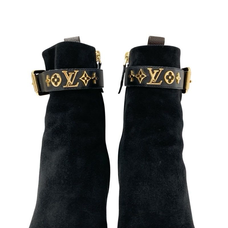 Louis Vuitton Silhouette Line Monogram Boots Short Shoes Suede Black — view 9