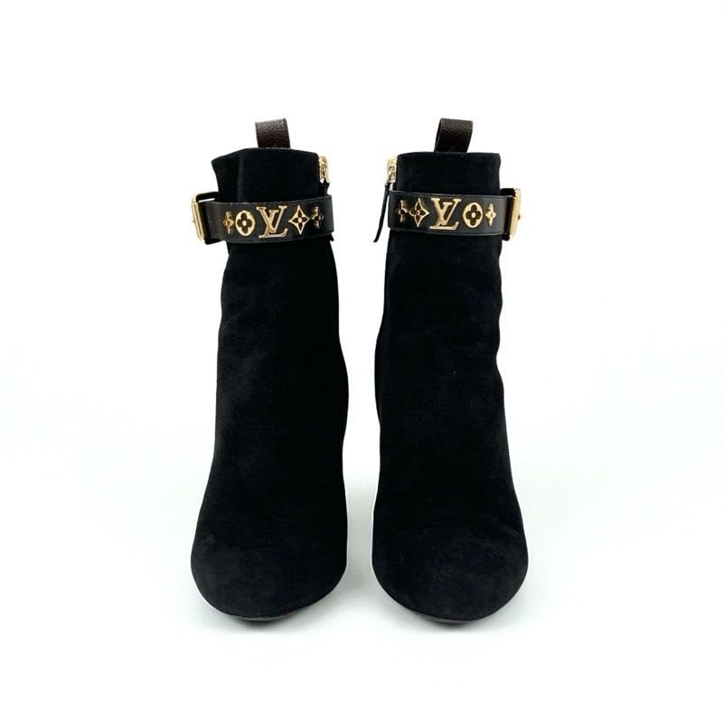 Louis Vuitton Silhouette Line Monogram Boots Short Shoes Suede Black — view 3