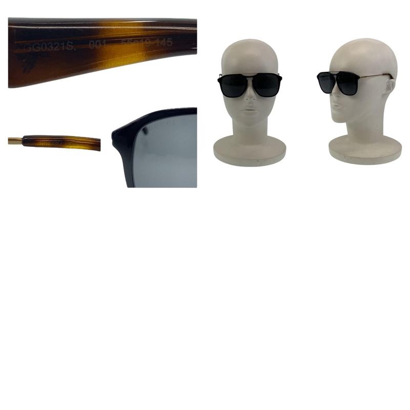 Gucci Black Brown Gold Hardware Acetate GG0321 S 001 5519 145 Sunglasses — view 9