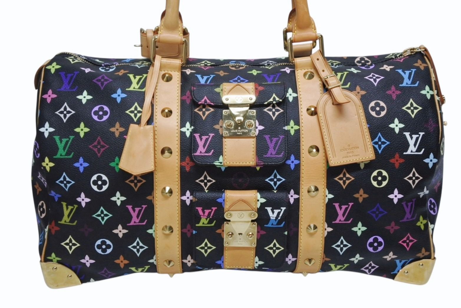 Louis Vuitton Keepall 45 Boston Bag Black Takashi Murakami Multicolor — view 2