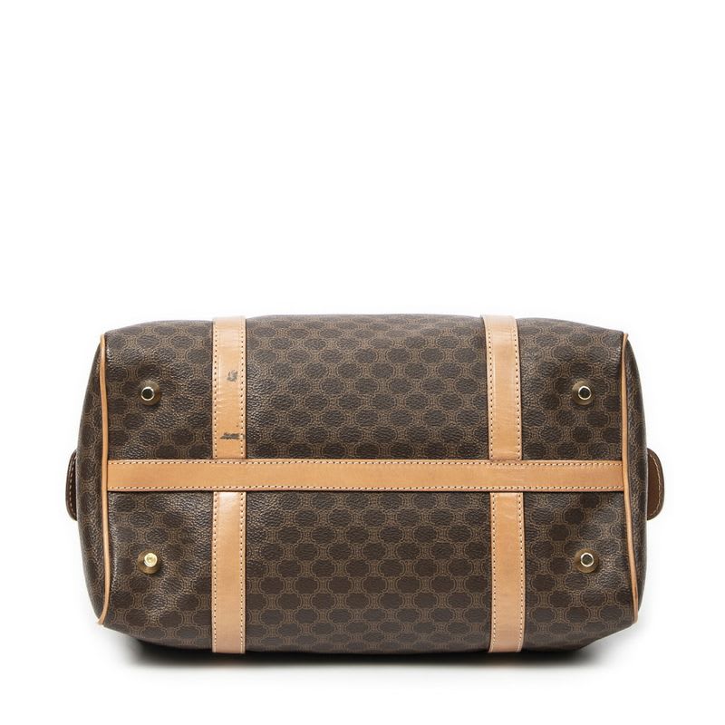 Celine Vintage Small Boston Brown Beige Macadam Canvas AB — view 7