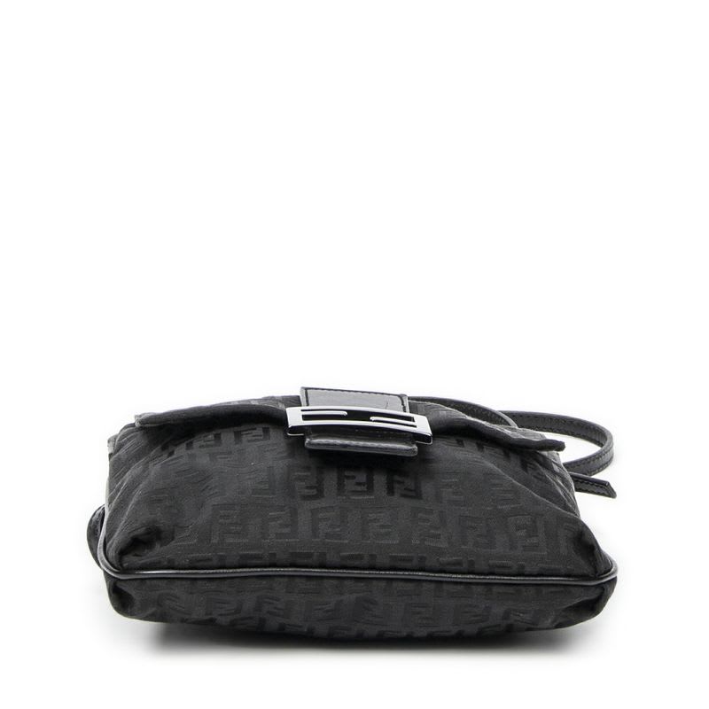 Fendi Small Flap Crossbody Black Zucchino Canvas — view 7