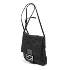 Fendi Small Flap Crossbody Black Zucchino Canvas — view 3