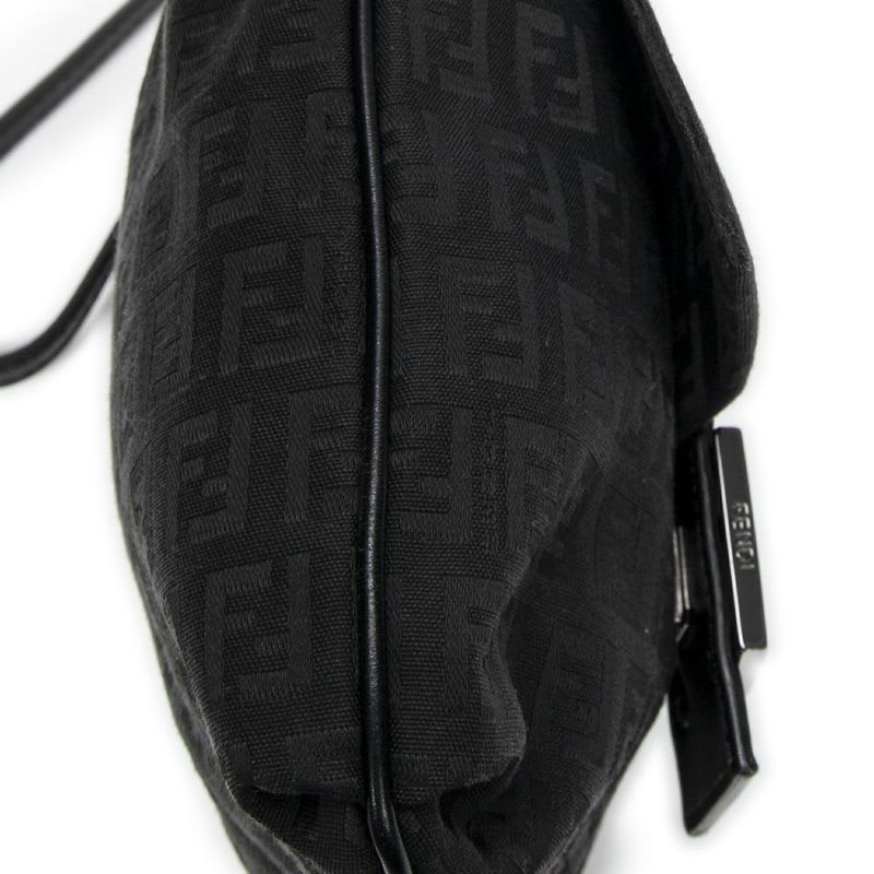 Fendi Small Flap Crossbody Black Zucchino Canvas — view 8