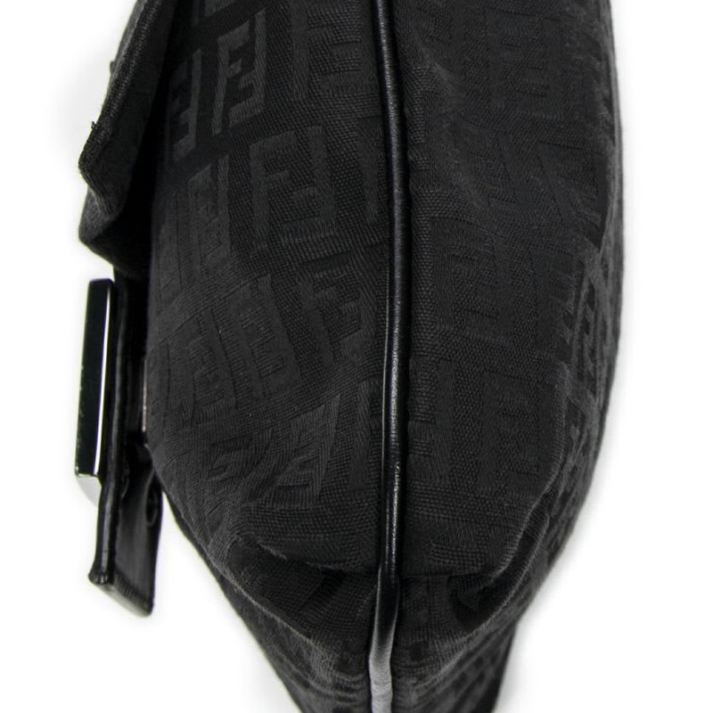 Fendi Small Flap Crossbody Black Zucchino Canvas — view 9