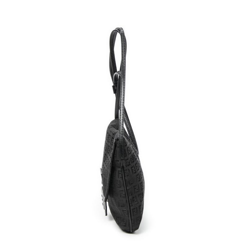 Fendi Small Flap Crossbody Black Zucchino Canvas — view 4