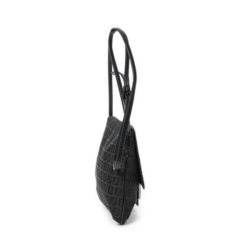 Fendi Small Flap Crossbody Black Zucchino Canvas — view 5