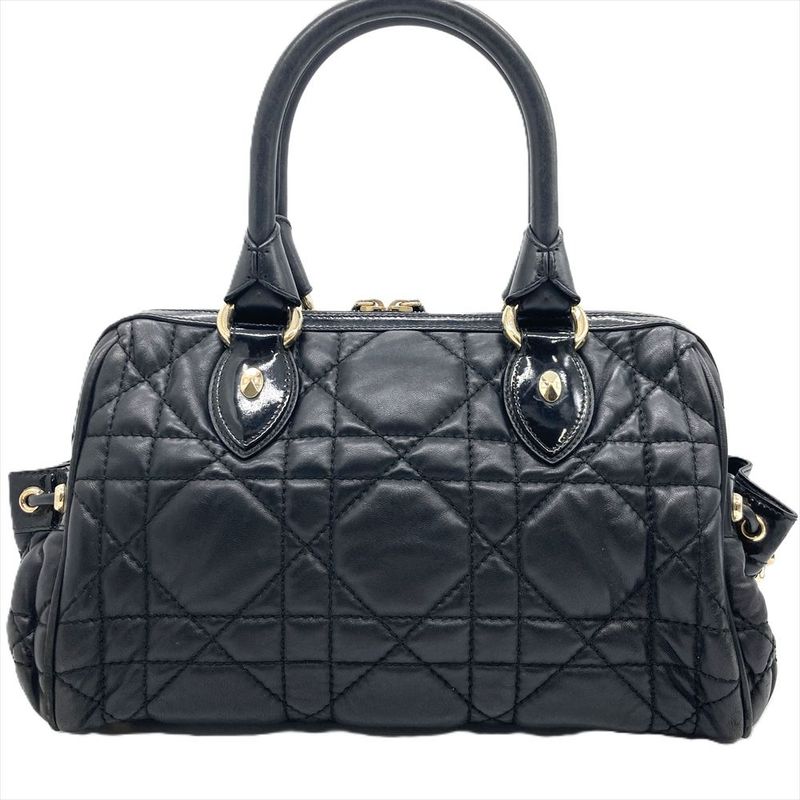 Dior Handbag Leather Black Gold Hardware Cannage — view 2