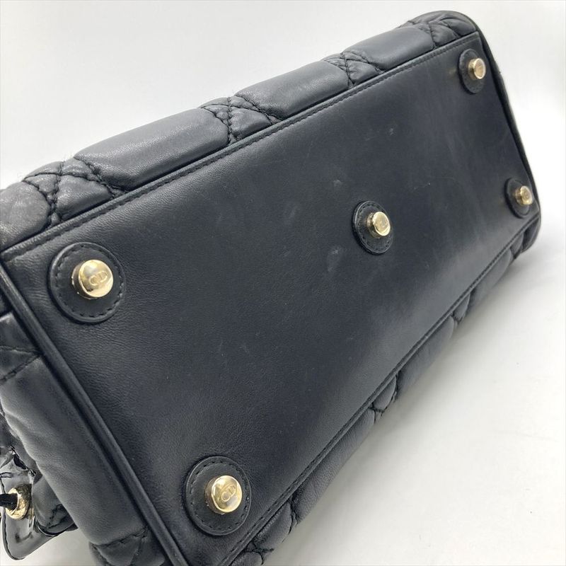 Dior Handbag Leather Black Gold Hardware Cannage — view 5