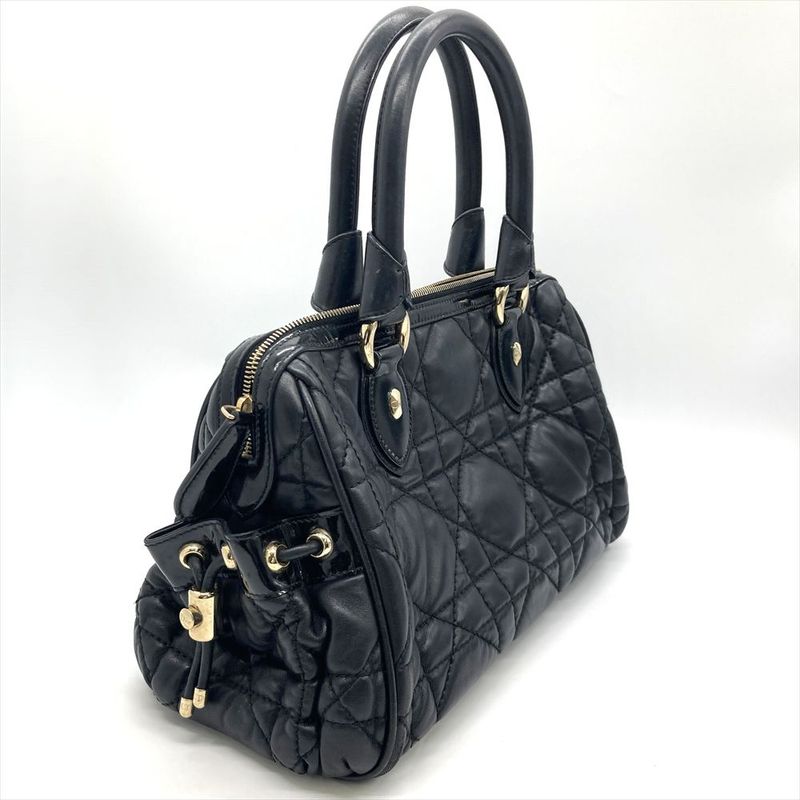 Dior Handbag Leather Black Gold Hardware Cannage — view 3