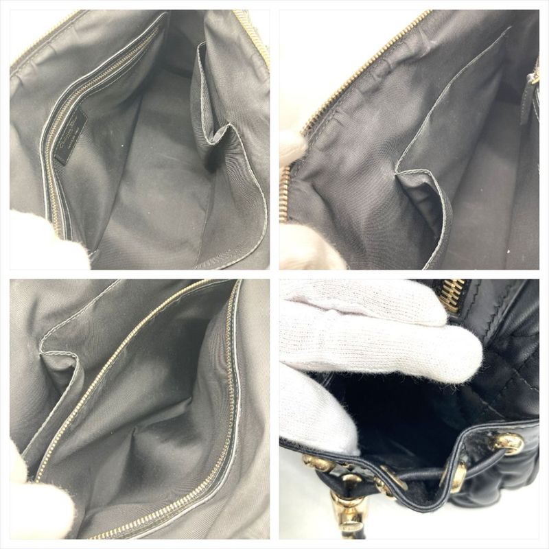 Dior Handbag Leather Black Gold Hardware Cannage — view 6