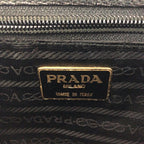 Prada Vintage Saffiano Logo Black Gold Hardware Leather Second Bag Clutch — view 4