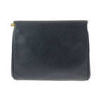 Prada Vintage Saffiano Logo Black Gold Hardware Leather Second Bag Clutch — view 2