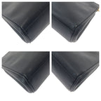 Prada Vintage Saffiano Logo Black Gold Hardware Leather Second Bag Clutch — view 3