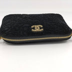 Chanel Chain Shoulder Pouch Velvet Black — view 7