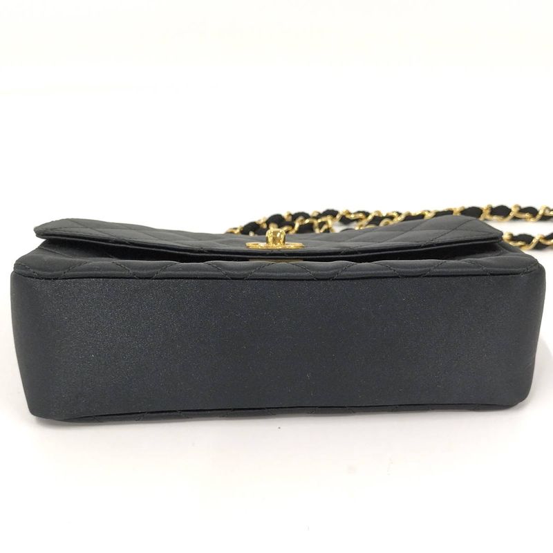 Chanel Mini Quilted Chain Shoulder Bag Satin Black — view 6