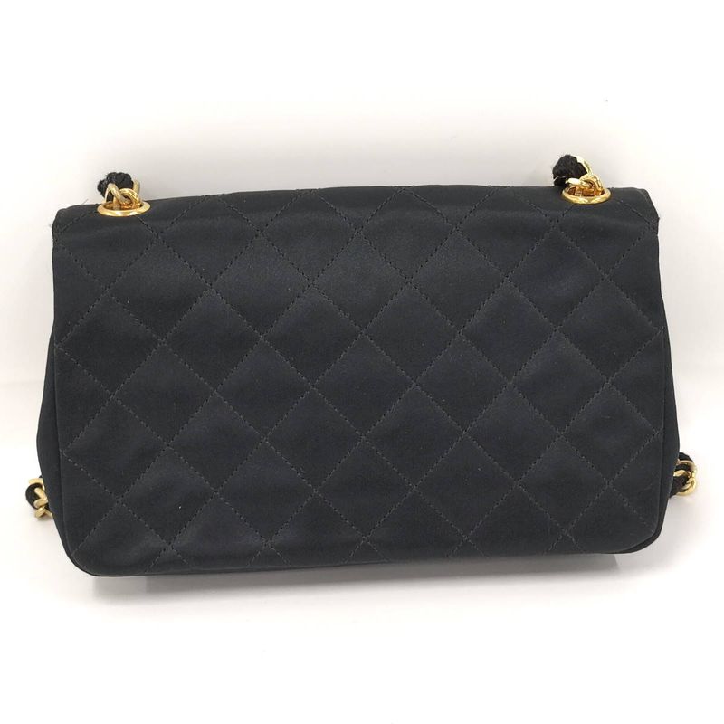 Chanel Mini Quilted Chain Shoulder Bag Satin Black — view 2