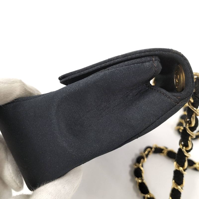 Chanel Mini Quilted Chain Shoulder Bag Satin Black — view 7