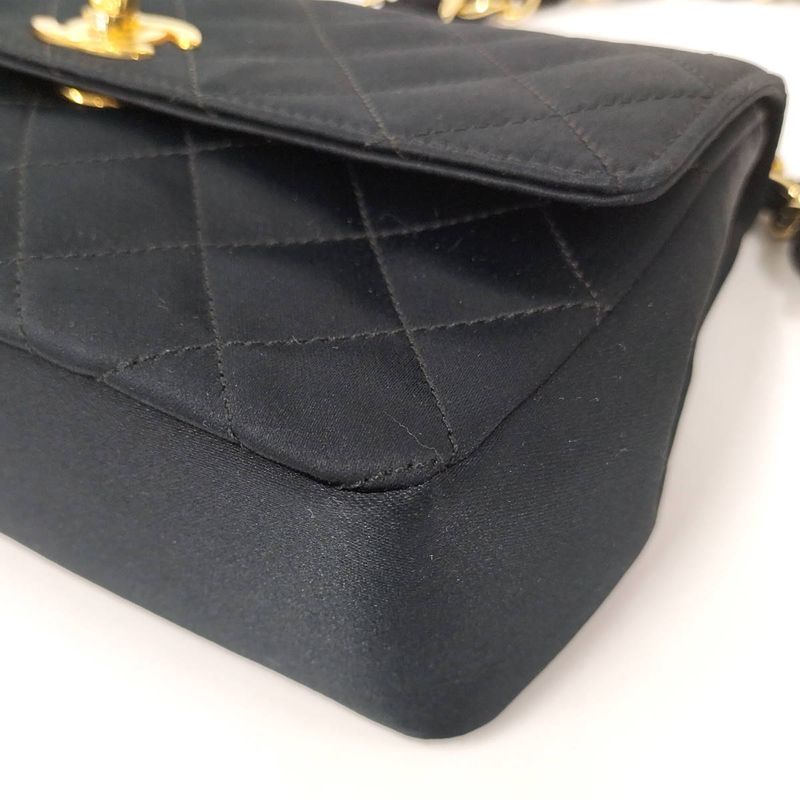 Chanel Mini Quilted Chain Shoulder Bag Satin Black — view 3