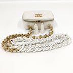 Chanel Chain Shoulder Bag Quilted Coin Case Lambskin White Ap2738 — view 6