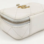 Chanel Chain Shoulder Bag Quilted Coin Case Lambskin White Ap2738 — view 4