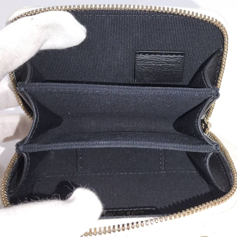 Chanel Chain Shoulder Bag Quilted Coin Case Lambskin White Ap2738 — view 8