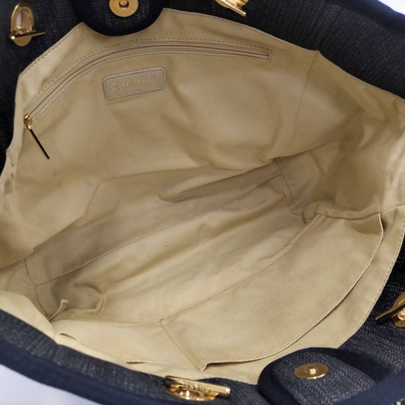 Chanel Deauville MM Tote Bag Denim Blue — view 9