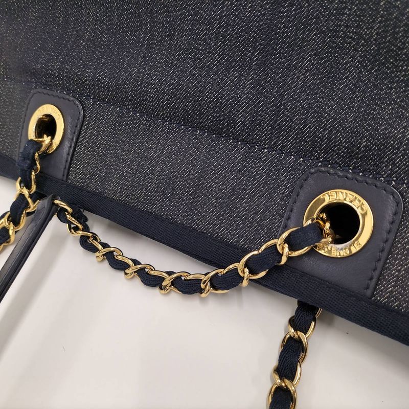Chanel Deauville MM Tote Bag Denim Blue — view 6