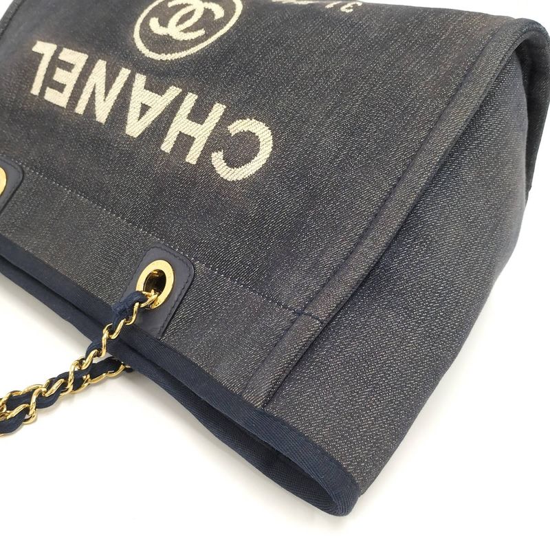 Chanel Deauville MM Tote Bag Denim Blue — view 5