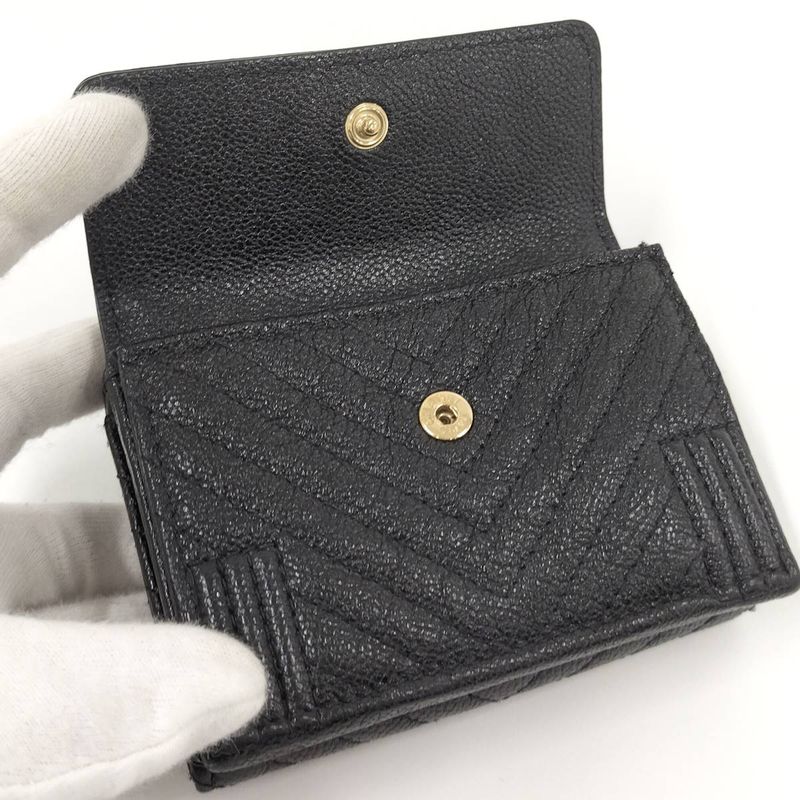 Chanel Trifold Compact Wallet Boy Leather Black — view 3