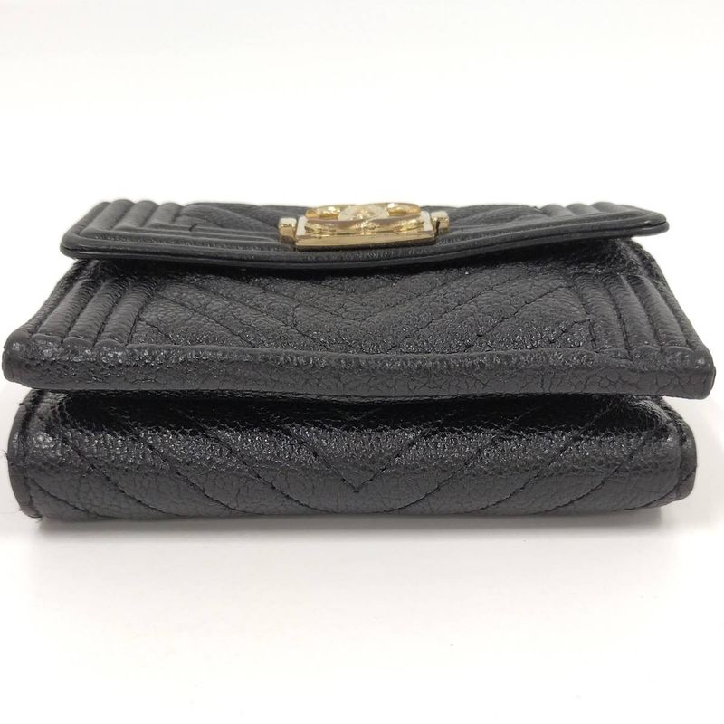 Chanel Trifold Compact Wallet Boy Leather Black — view 6