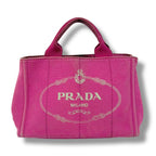 Prada Mini Tote Canapa Handbag Pink Canvas Triangle Logo — view 2