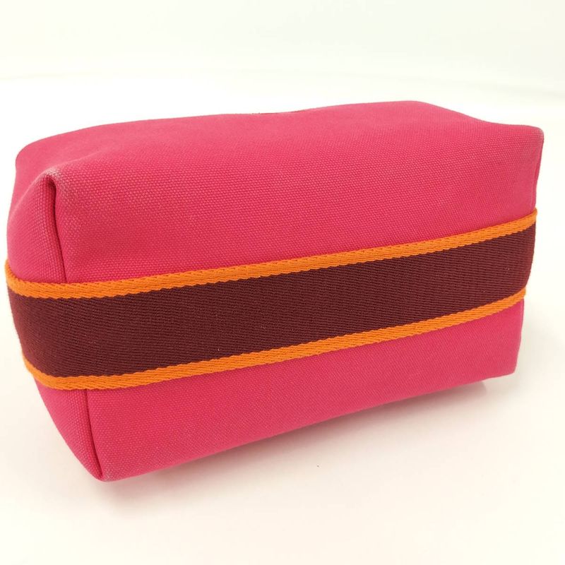 Hermes Brid a Black PM Handbag Vanity Pouch Canvas Pink — view 4