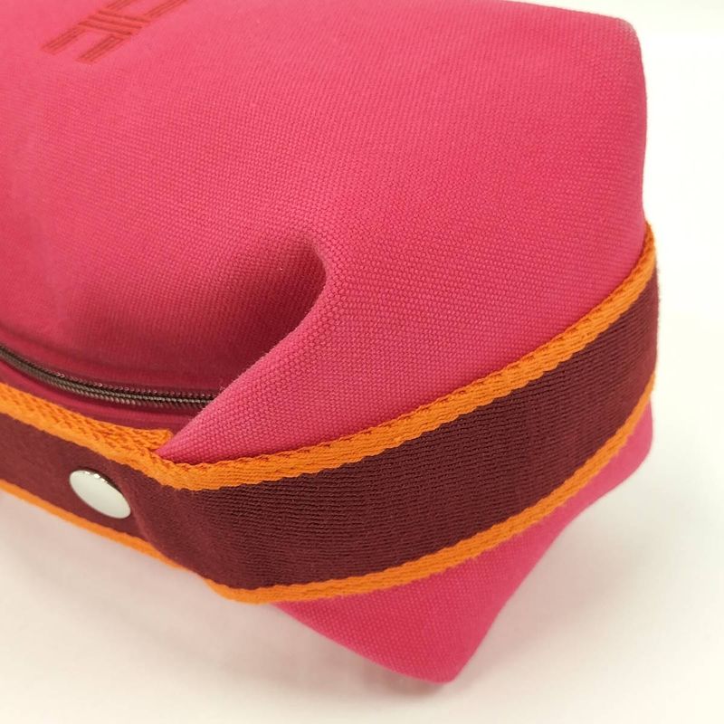 Hermes Brid a Black PM Handbag Vanity Pouch Canvas Pink — view 5
