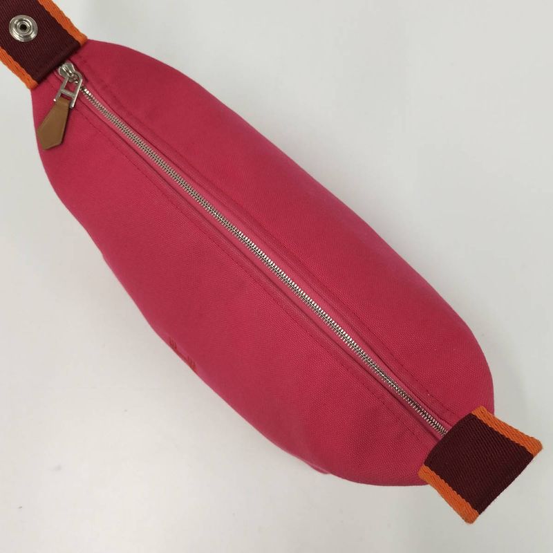 Hermes Brid a Black PM Handbag Vanity Pouch Canvas Pink — view 9