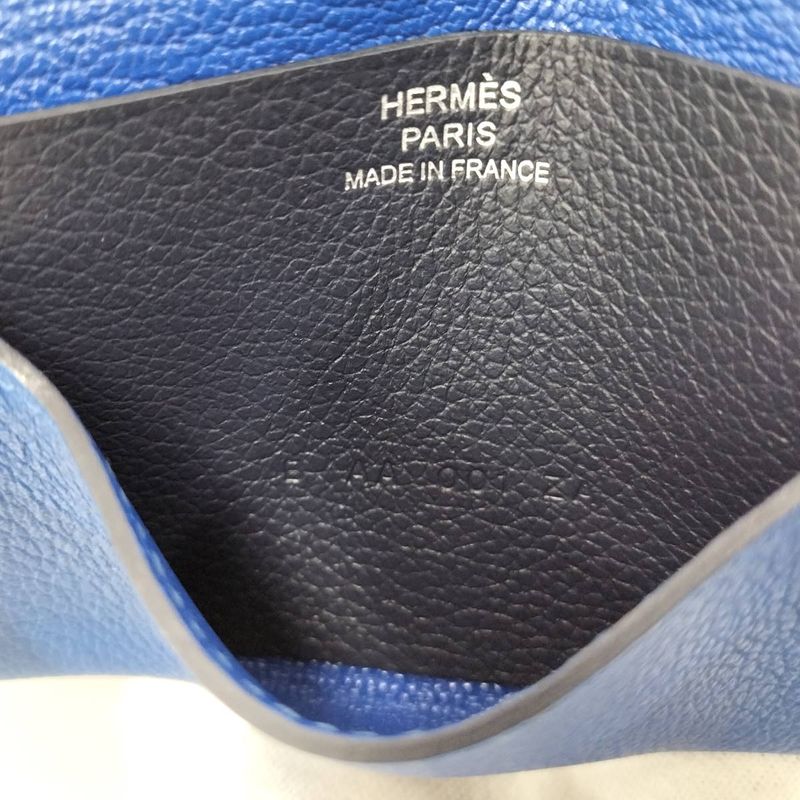 Hermes Rms Card Case Leather Blue Stamped — view 8