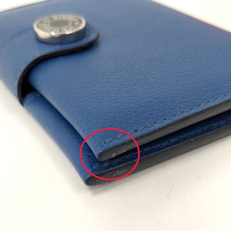 Hermes Rms Card Case Leather Blue Stamped — view 7