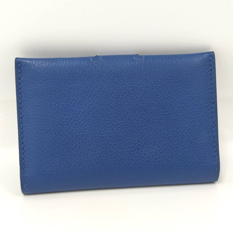 Hermes Rms Card Case Leather Blue Stamped — view 4