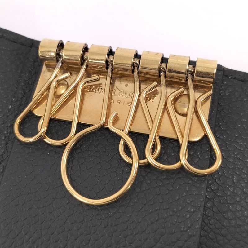 Saint Laurent Paris 6-Ring Key Case Leather Green — view 8