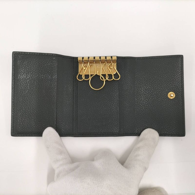 Saint Laurent Paris 6-Ring Key Case Leather Green — view 3