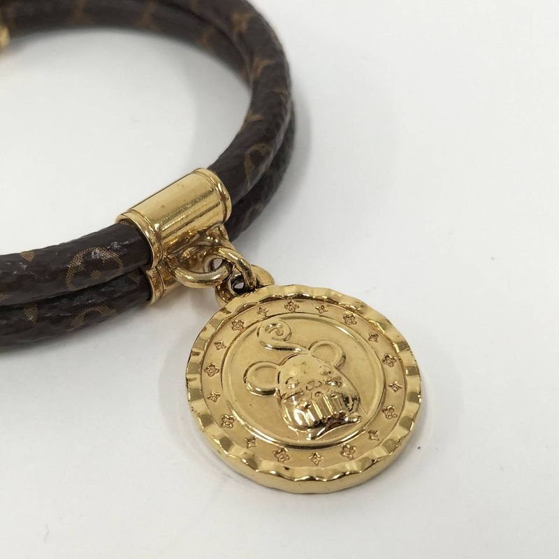 Louis Vuitton Bracelet Zodiac Rat Mouse Monogram Leather Plated Brown — view 5